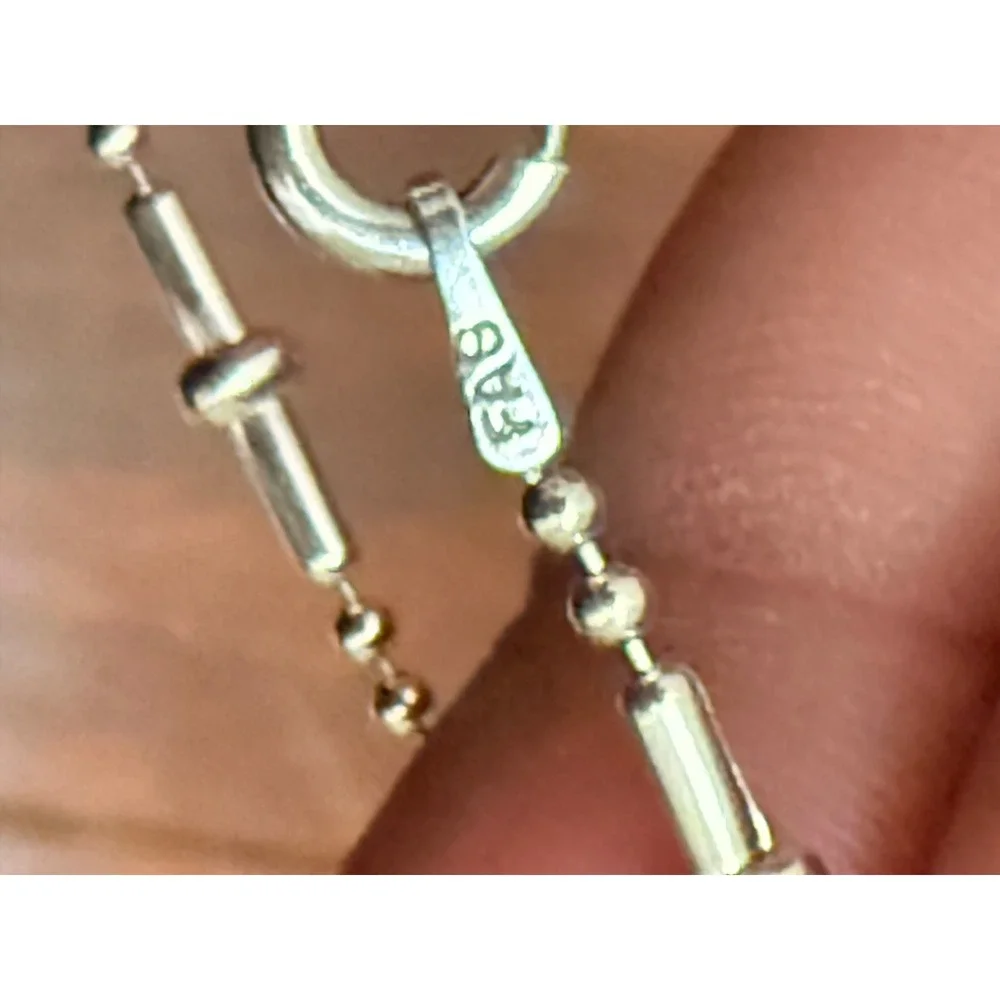 FAS Italy 925 Sterling‎ Silver Ball and Bar Station Bracelet Minimalist Womens